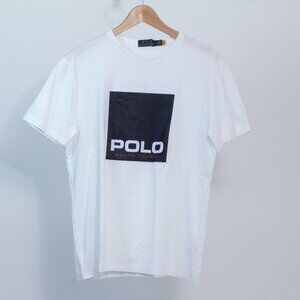 NWOT Polo Ralph Lauren Mens White BOX LOGO Cotton T Shirt, Small